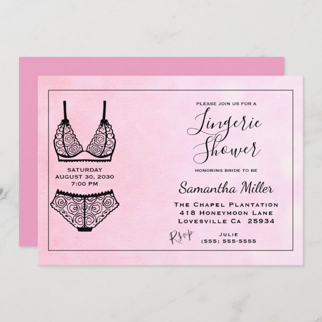 Lingerie Shower Pink Bridal Shower Invitation (Front/Back)