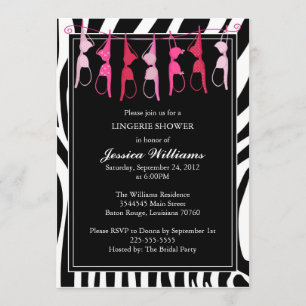 Lingerie Shower   Zebra Invitation