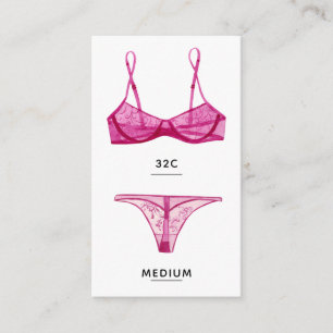 Lingerie Size Insert Card