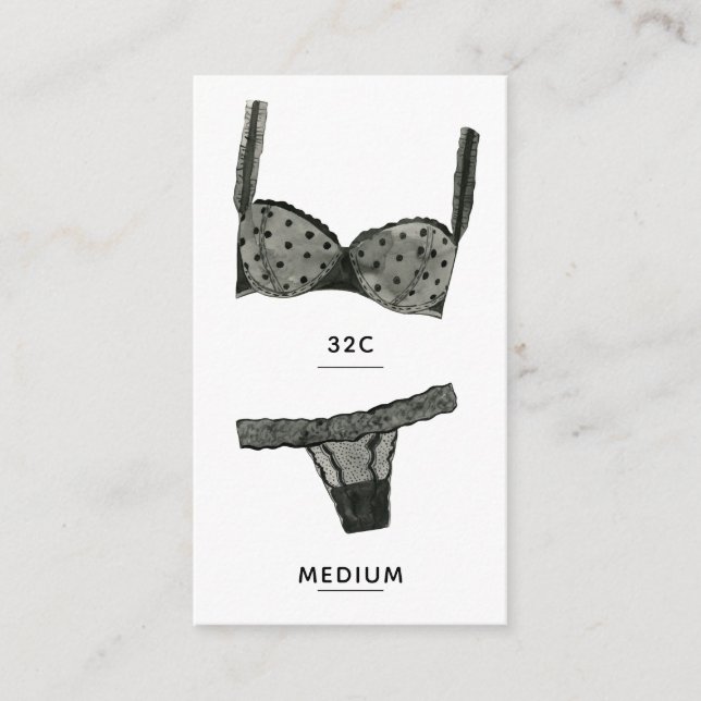 Lingerie Size Insert Card (Front)
