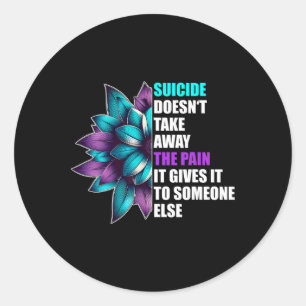 Lingering Pain Suicide Awareness Floral Tribute  Classic Round Sticker