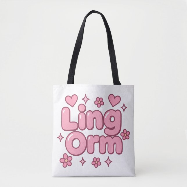 Lingorm Kawaii Bubble Letter Tote Bag (Front)