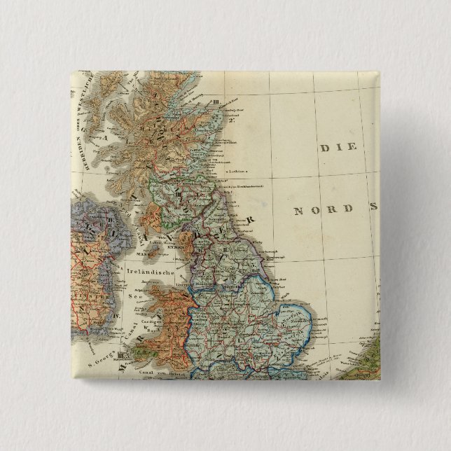 Linguistic map of British Isles 15 Cm Square Badge (Front)