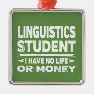Linguistics College Student I Have No Life Money Metal Ornament