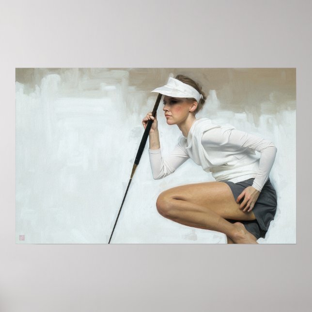 Lining Up A Putt - Golf Canvas Art Print (Front)