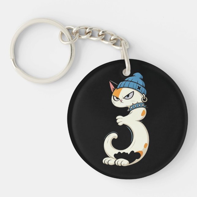 Link & Share Graffiti Calico Cat - Number 3 Key Ring (Front)