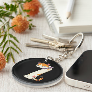 Link & Share Graffiti Calico Cat Number 7 Key Ring