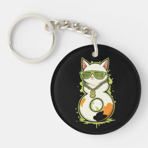 Link & Share Graffiti Calico Cat Number 8 Key Ring