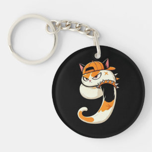 Link & Share Graffiti Calico Cat Number 9 Key Ring