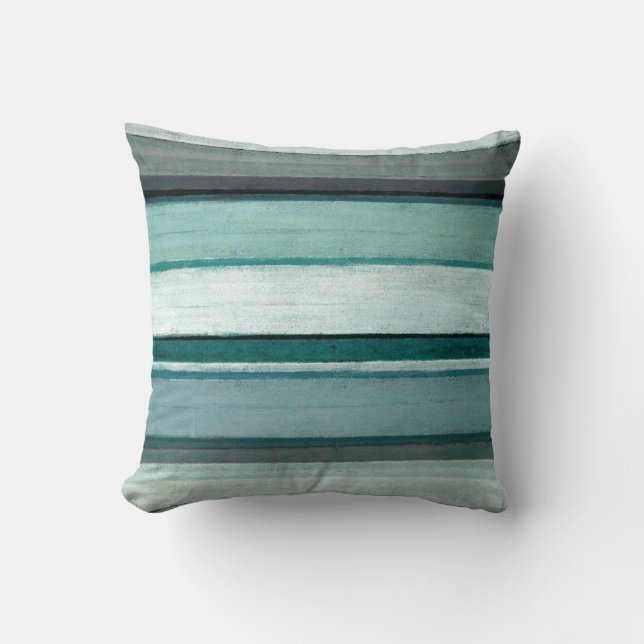 'Link' Teal and Grey Abstract Art Cushion (Front)