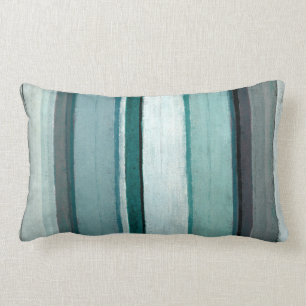 'Link' Teal and Grey Abstract Art Lumbar Cushion