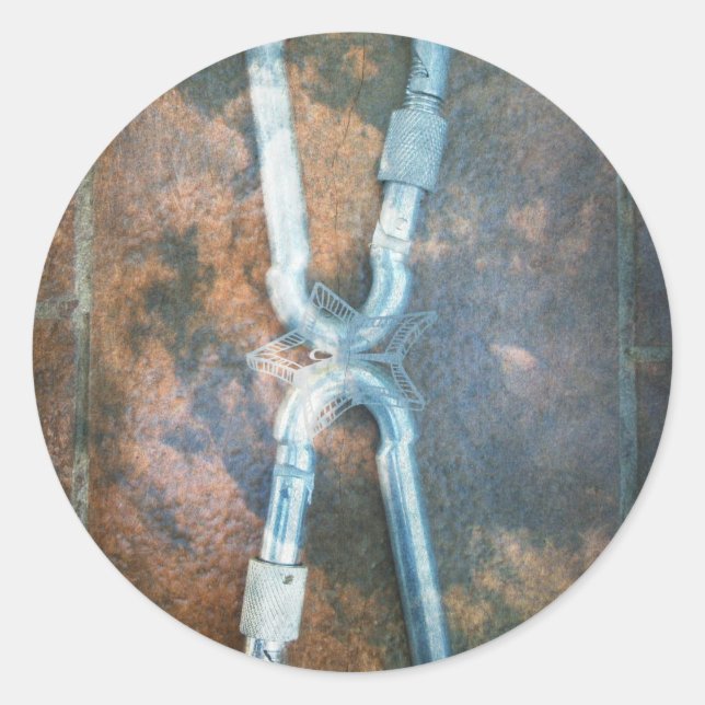 Linked Carabiners Art Print Classic Round Sticker (Front)