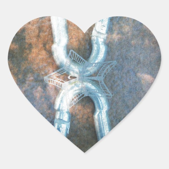Linked Carabiners Art Print Heart Sticker (Front)