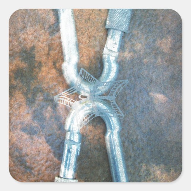 Linked Carabiners Art Print Square Sticker (Front)