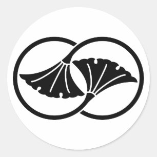 Linked ginkgo leaf circles classic round sticker