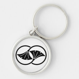Linked ginkgo leaf circles key ring