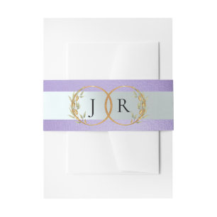 Linked Leaf Monogram - Blue Lilac Invitation Belly Band