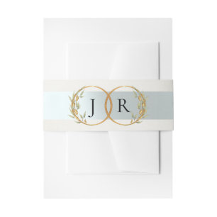 Linked Leaf Monogram - Ivory Invitation Belly Band