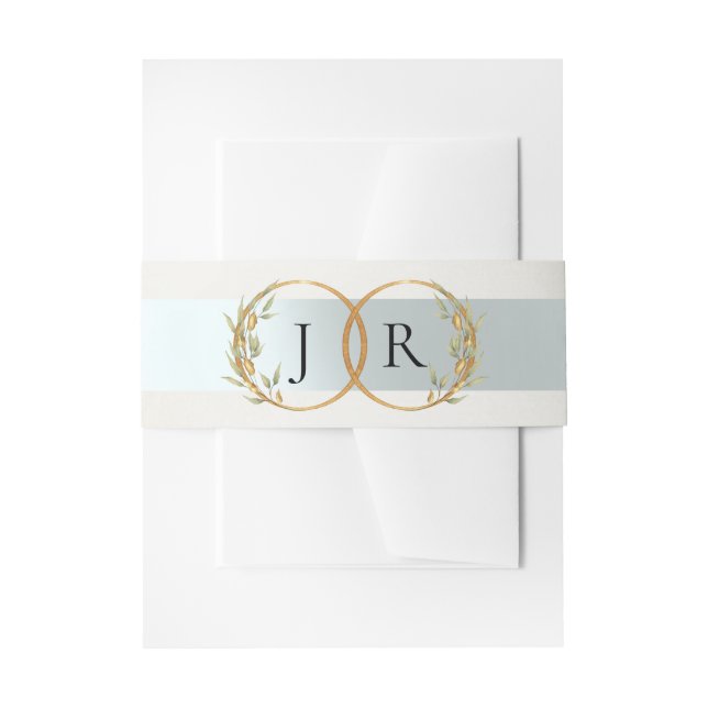Linked Leaf Monogram - Ivory Invitation Belly Band (Front Example)