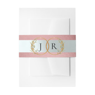 Linked Leaf Monogram - Rose Gold Invitation Belly Band