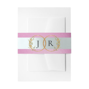 Linked Leaf Monogram - Rose Pink Invitation Belly Band