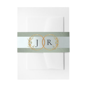 Linked Leaf Monogram - Sage Invitation Belly Band