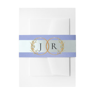 Linked Leaf Monogram - Sky Blue Invitation Belly Band