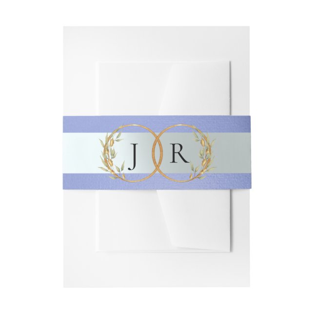 Linked Leaf Monogram - Sky Blue Invitation Belly Band (Front Example)