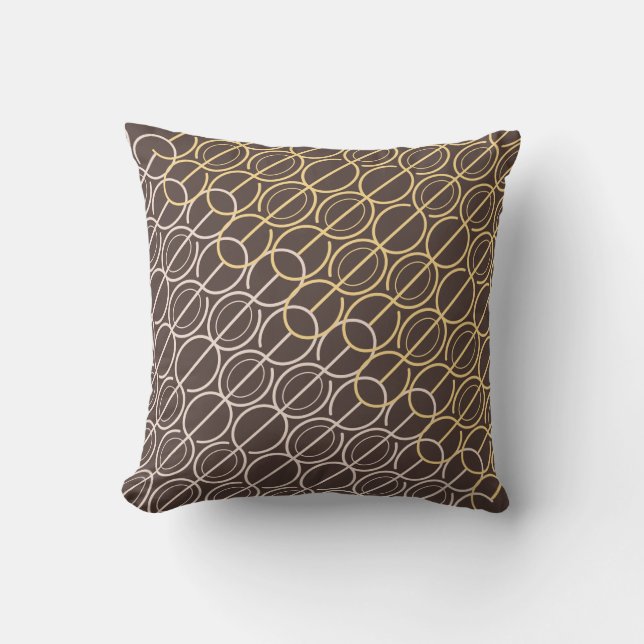 Linked oval line pattern brown & smoke pillow (Front)