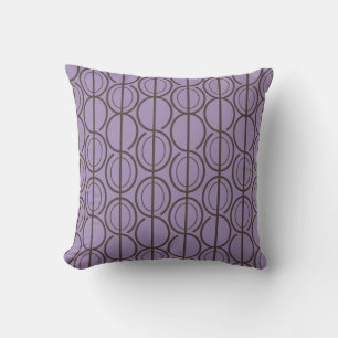 Linked oval line pattern warm plum & coffee pillow