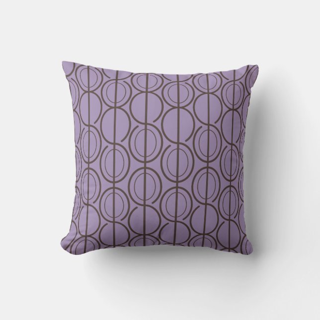 Linked oval line pattern warm plum & coffee pillow (Front)