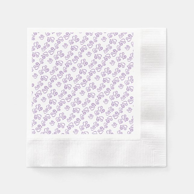 Linked Purple Heart Pattern Over White Napkins (Front)