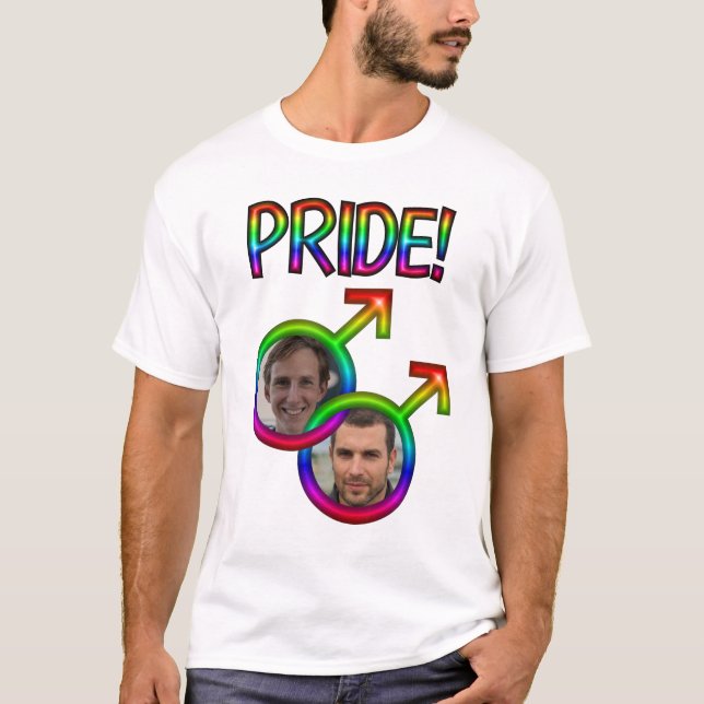 Linked Rainbow Male Signs Photo Frame Gay Pride T-Shirt (Front)