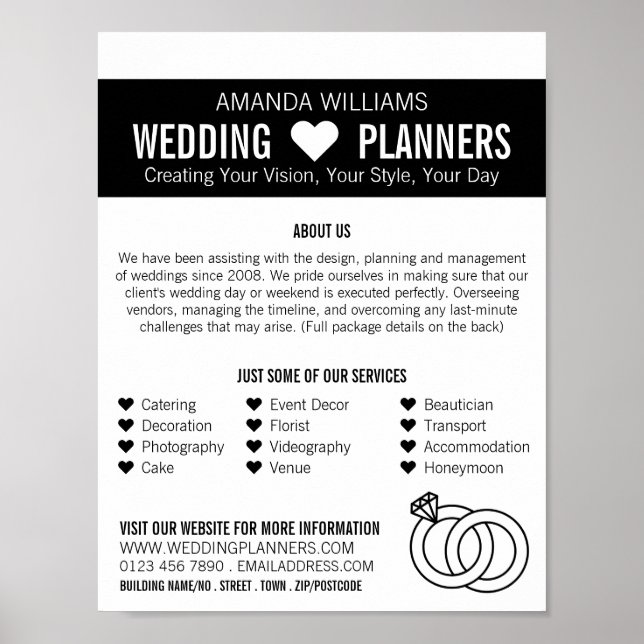 Linked Wedding Rings Design, Wedding Event Planner Poster (Front)