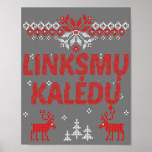 Linksmu Kaledu Lithuanian Merry Christmas Gift Poster