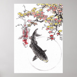 LinLi Chinese Watercolor Art Print - KOI Fish #6