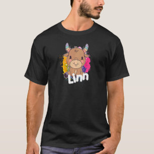 LINN Beautiful girl name with adorable little Cow T-Shirt