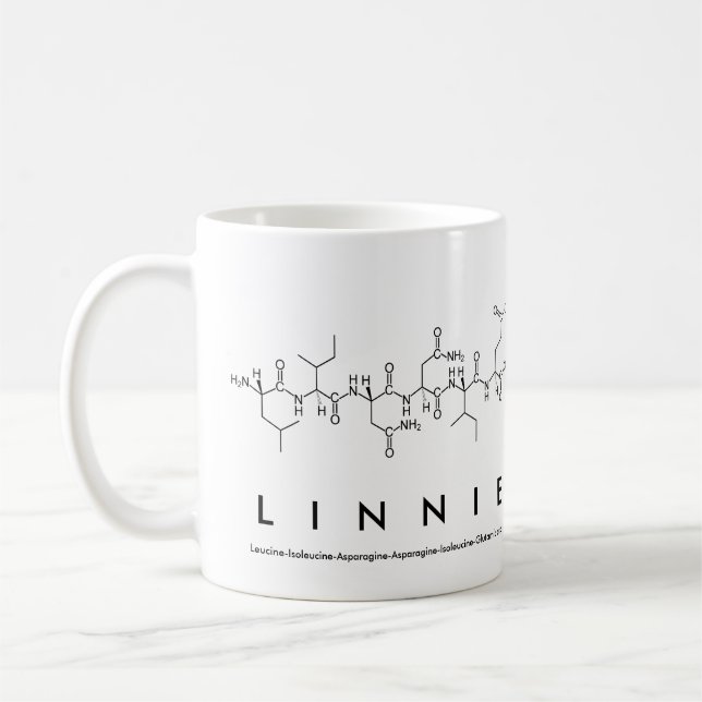 Linnie peptide name mug (Left)