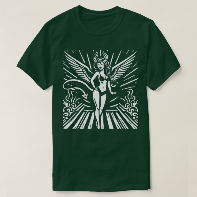 Lino Cut Devil Girl T-Shirt (Design Front)