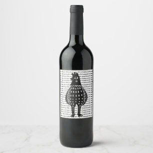 Linocut Chicken Wine Label
