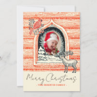 Linocut Country Log Cabin Christmas Photo