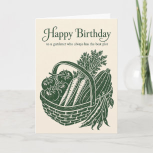 Linocut Harvest Basket Gardener Birthday Card