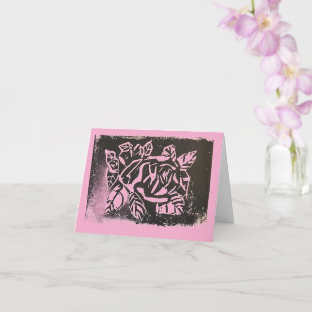 Linocut Rose Card (Orchid)