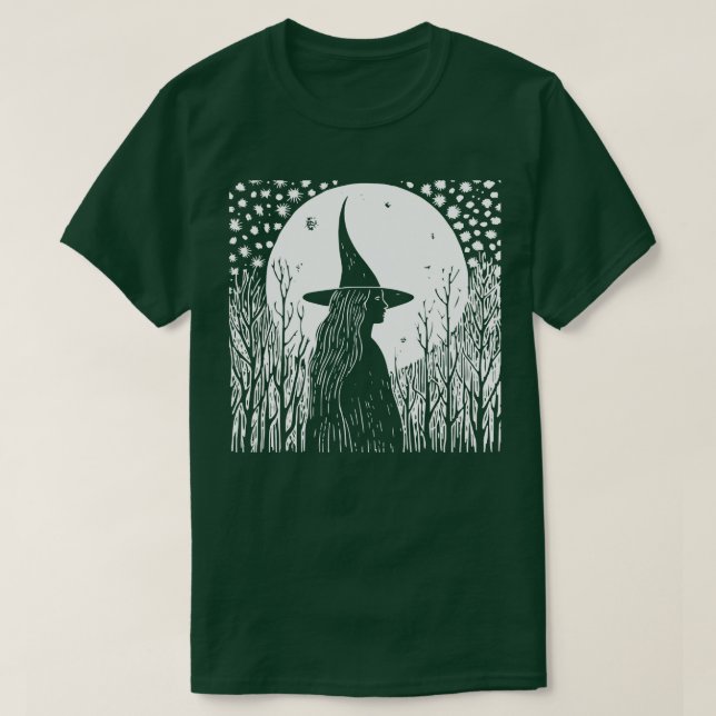 Linocut Witch T-Shirt (Design Front)