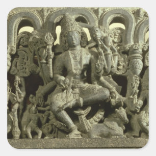 Lintel depicting The Trinity: Siva, Brahma and Vis Square Sticker