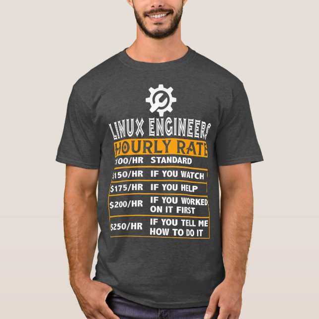 Linu Engineer Hourly Rate Uni Geek Cloud T-Shirt (Front)
