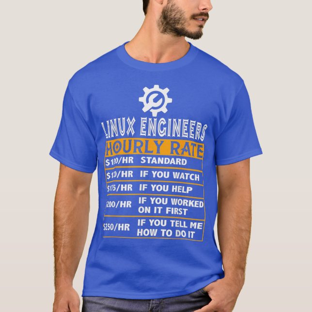 Linu Engineer Hourly Rate Uni Geek Cloud T-Shirt (Front)