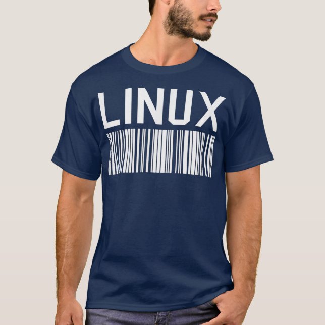 Linu lover tee with barcode Penguin Tu Open (Front)