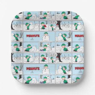 Linus Builds A Snowman Paper Plate