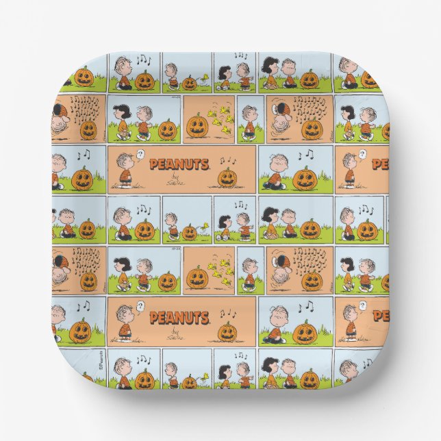 Linus & Lucy | Singing Jack-O-Lantern Paper Plate (Front)